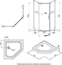 Triton Душевой уголок Дека-Графит 90x90 стекло прозрачное профиль графит с поддоном – фотография-14